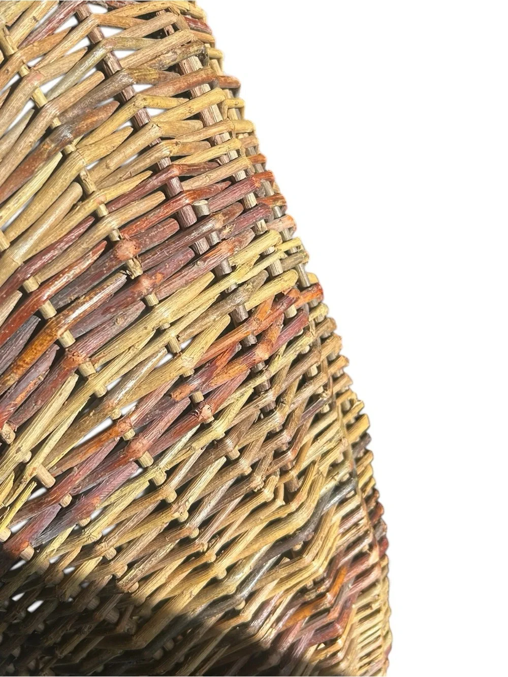 HTF XL 32” Artisan Woven Willow Cornucopia Basket Thanksgiving Fall Decor